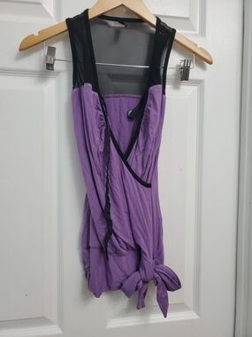 Foxy Jeans Purple Black Mesh Shirt - SIZE S